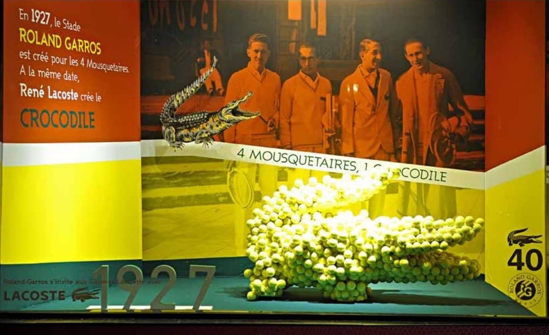 Vitrine Roland-Garros aux Galeries Lafayette